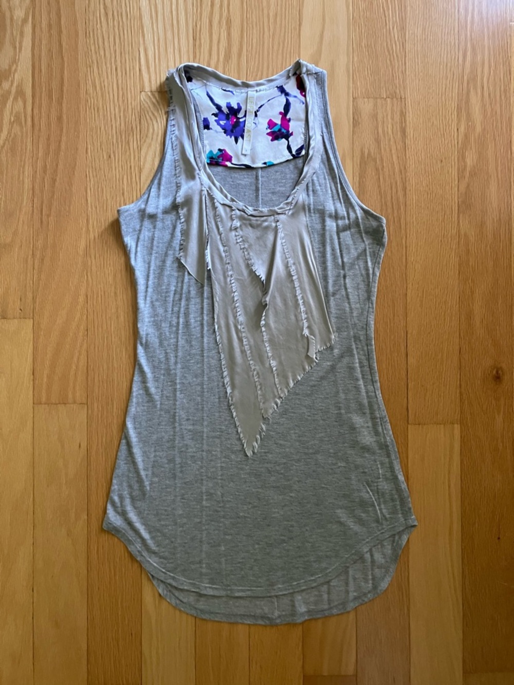 Anthropologie by Left Coast Light Gray Silk Layered Front Tank